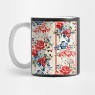 Red White and Blue Patriotic Shabby Floral Mug